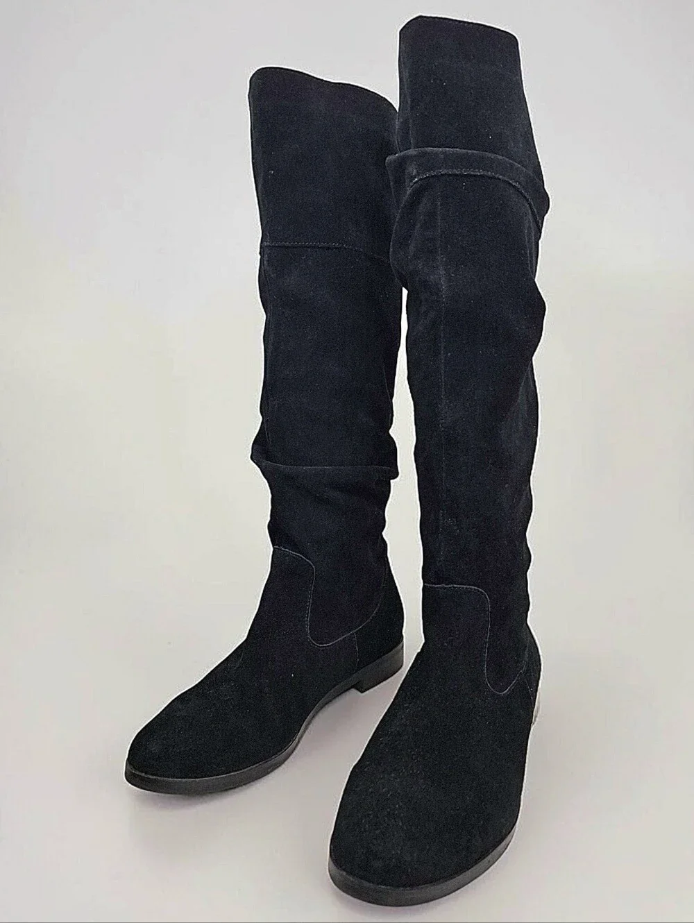 Steve Madden Balen Knee High Black Leather Suede Slouch Boots 9.5 Casual